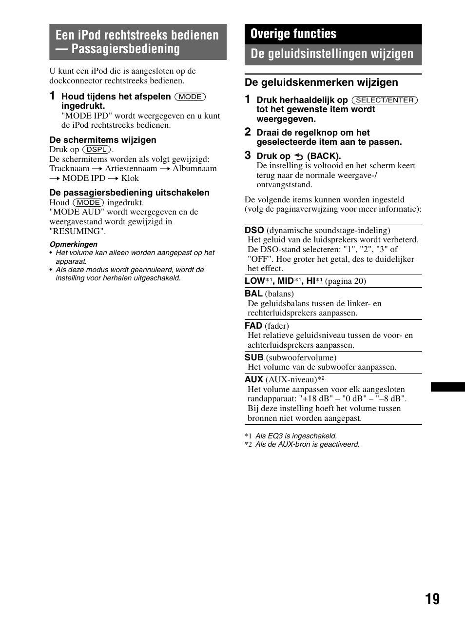 Overige functies, De geluidsinstellingen wijzigen, De geluidskenmerken wijzigen | Overige functies de geluidsinstellingen wijzigen | Sony CDX-HR910UI User Manual | Page 129 / 168