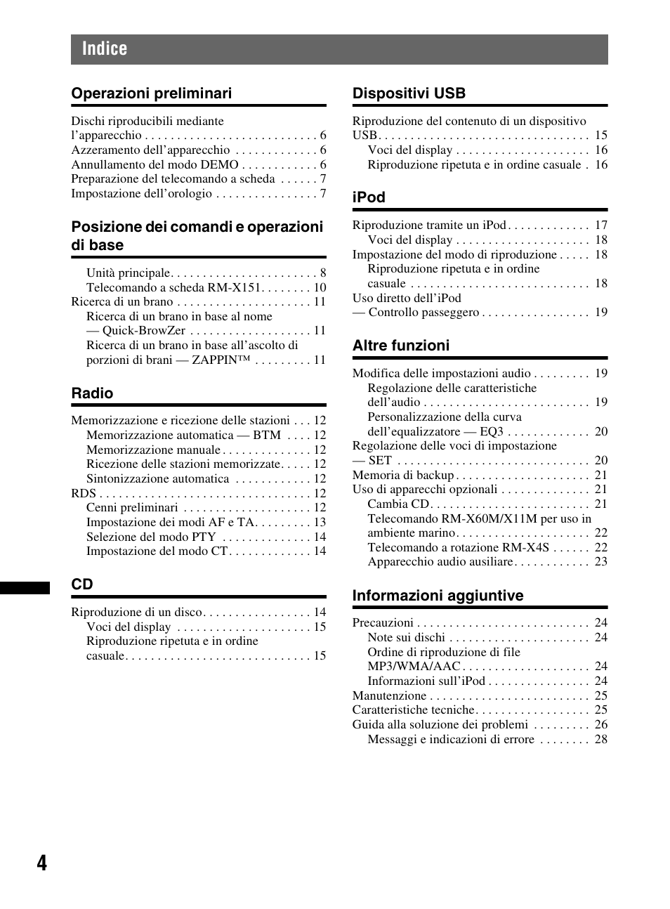 Indice | Sony CDX-HR910UI User Manual | Page 142 / 168