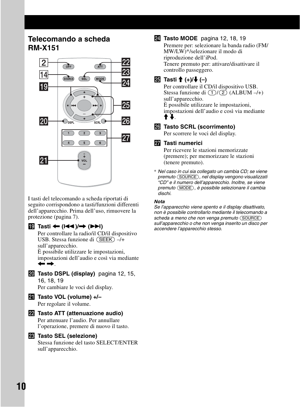 Telecomando a scheda rm-x151 | Sony CDX-HR910UI User Manual | Page 148 / 168
