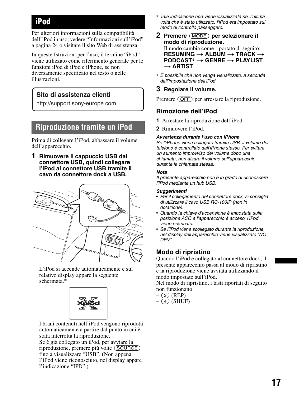 Ipod, Riproduzione tramite un ipod | Sony CDX-HR910UI User Manual | Page 155 / 168