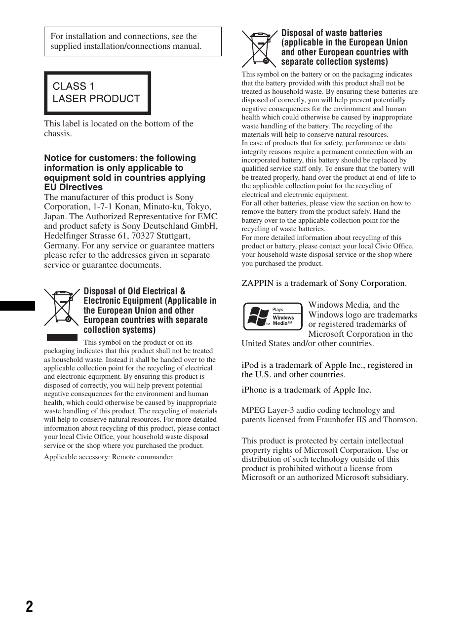 Sony CDX-HR910UI User Manual | Page 2 / 168