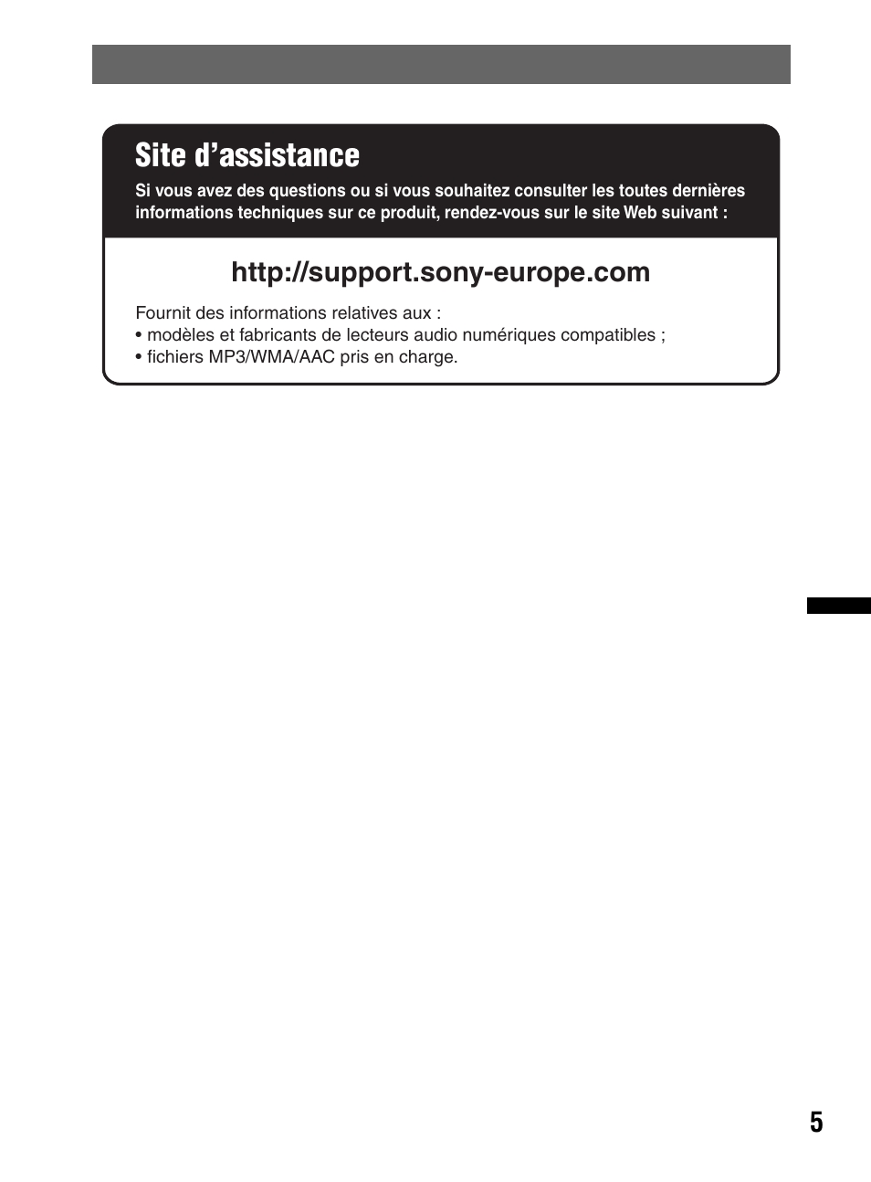 Site d’assistance | Sony CDX-HR910UI User Manual | Page 31 / 168