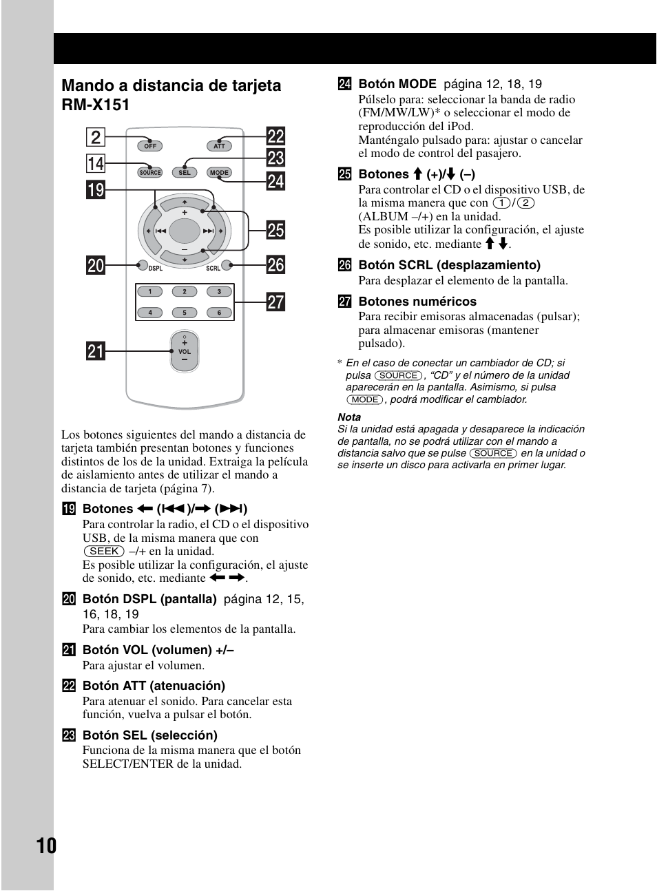 Mando a distancia de tarjeta rm-x151 | Sony CDX-HR910UI User Manual | Page 64 / 168