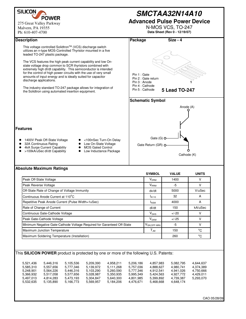 Silicon Power SMCT AA 32N14_N-MOS VCS, TO-247 User Manual | 6 pages