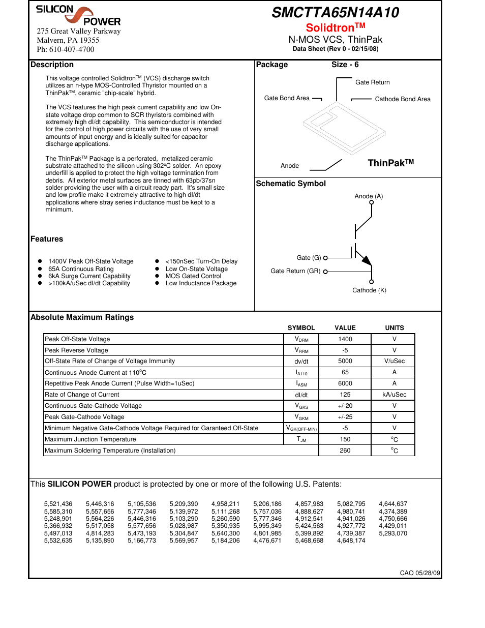 Silicon Power SMCT TA 65N14_N-MOS VCS, ThinPak User Manual | 6 pages