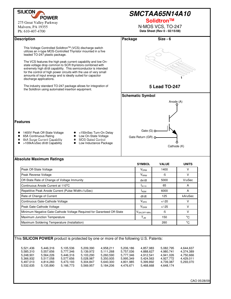 Silicon Power SMCT AA 65N14_N-MOS VCS, TO-247 User Manual | 6 pages