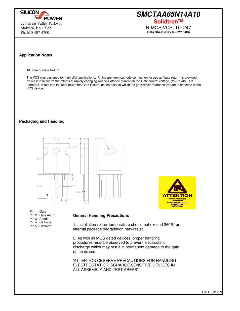 Solidtron, N-mos vcs, to-247 | Silicon Power SMCT AA 65N14_N-MOS VCS, TO-247 User Manual | Page 5 / 6