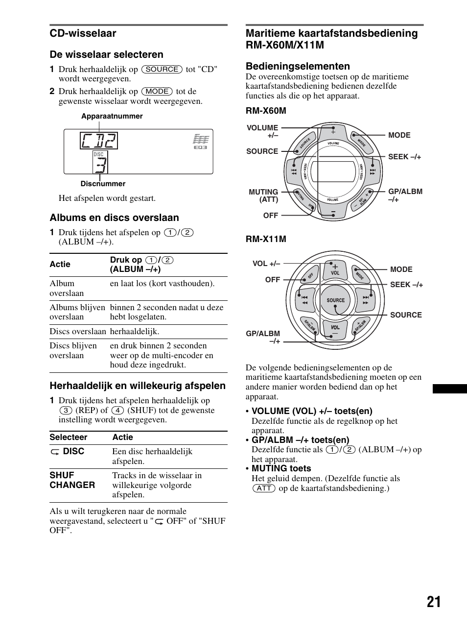 Cd-wisselaar, Maritieme kaartafstandsbediening rm-x60m/x11m | Sony CDX-MR60UI User Manual | Page 133 / 172