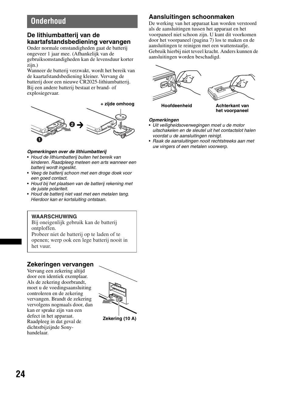 Onderhoud | Sony CDX-MR60UI User Manual | Page 136 / 172