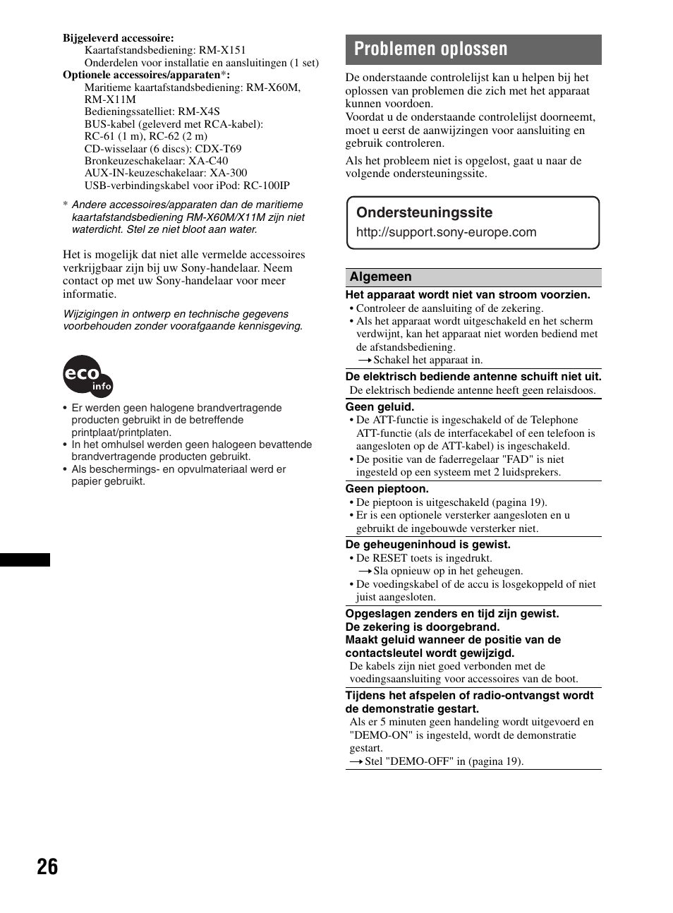 Problemen oplossen | Sony CDX-MR60UI User Manual | Page 138 / 172