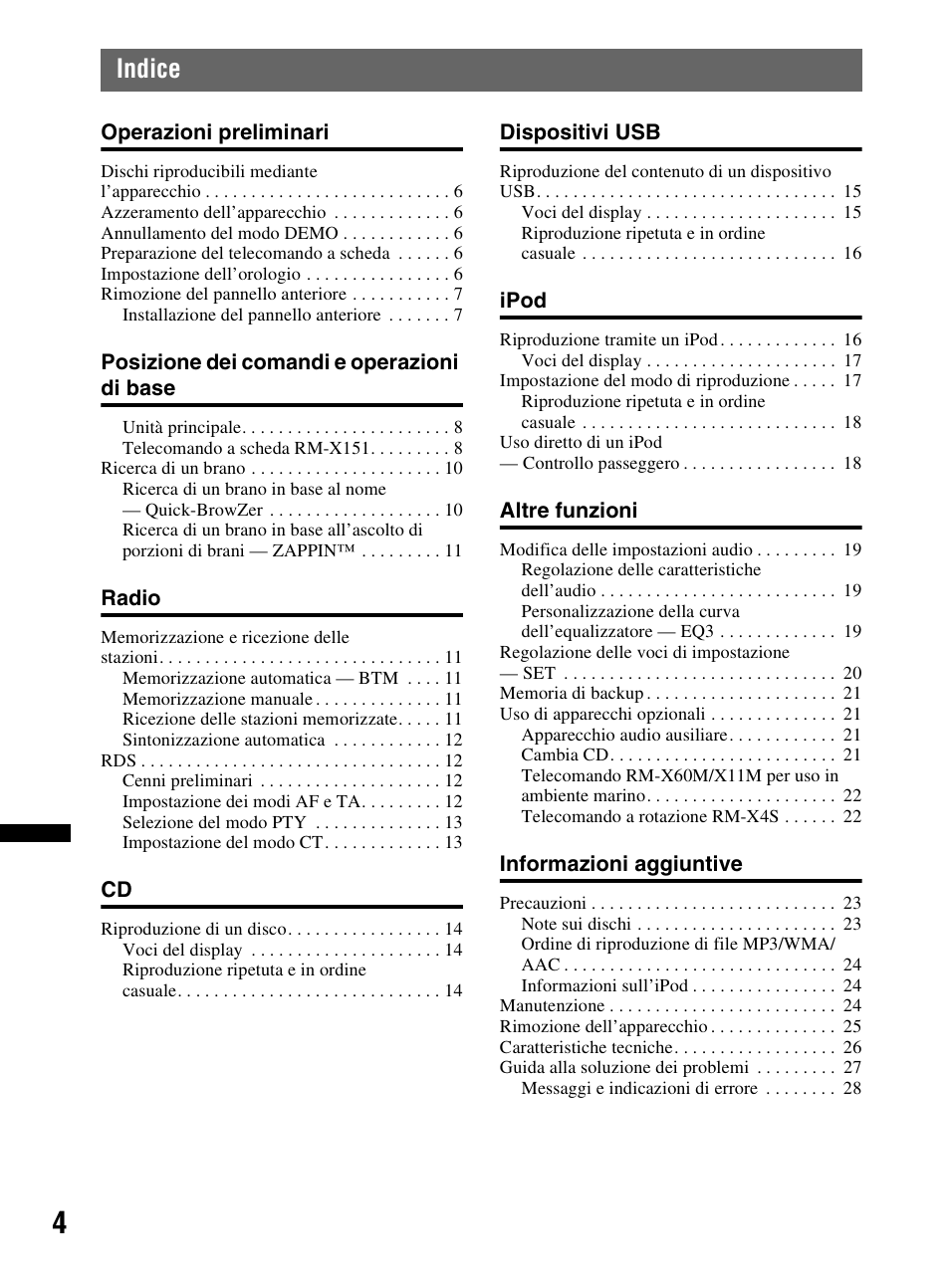 Indice | Sony CDX-MR60UI User Manual | Page 144 / 172