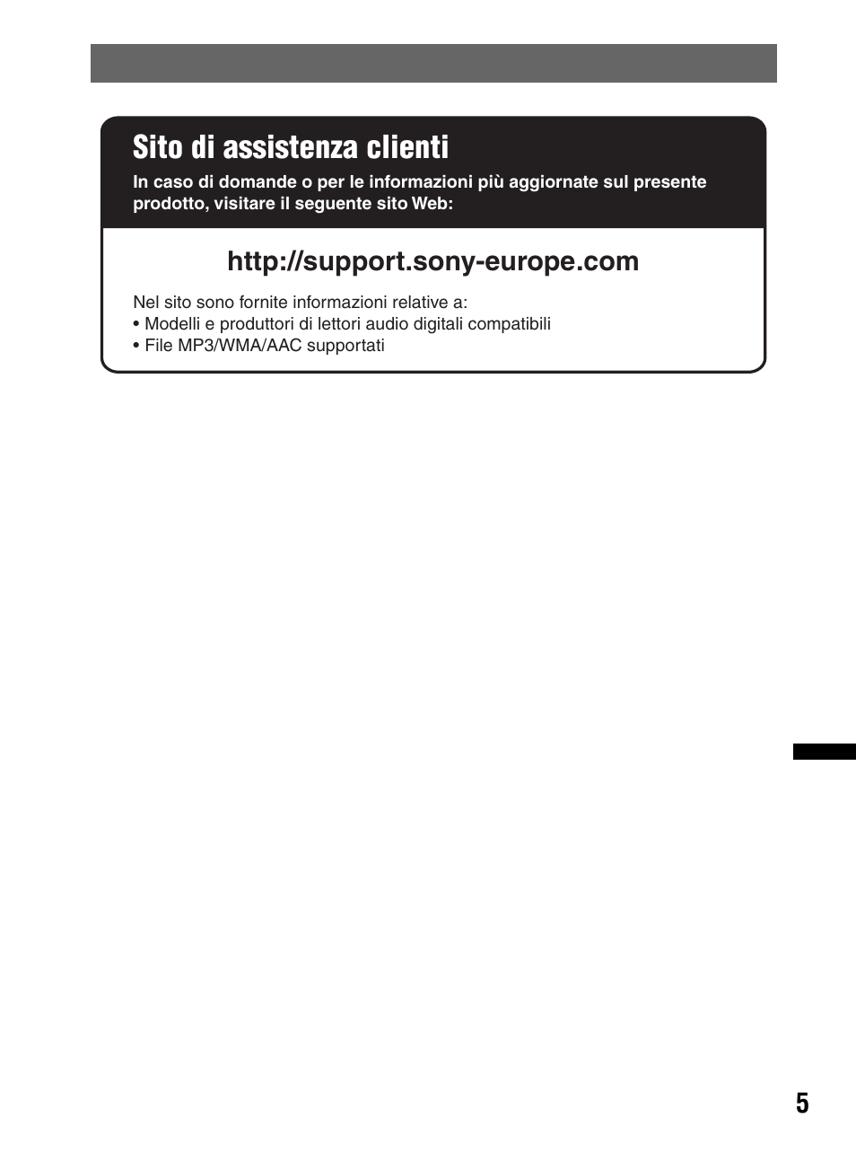 Sito di assistenza clienti | Sony CDX-MR60UI User Manual | Page 145 / 172