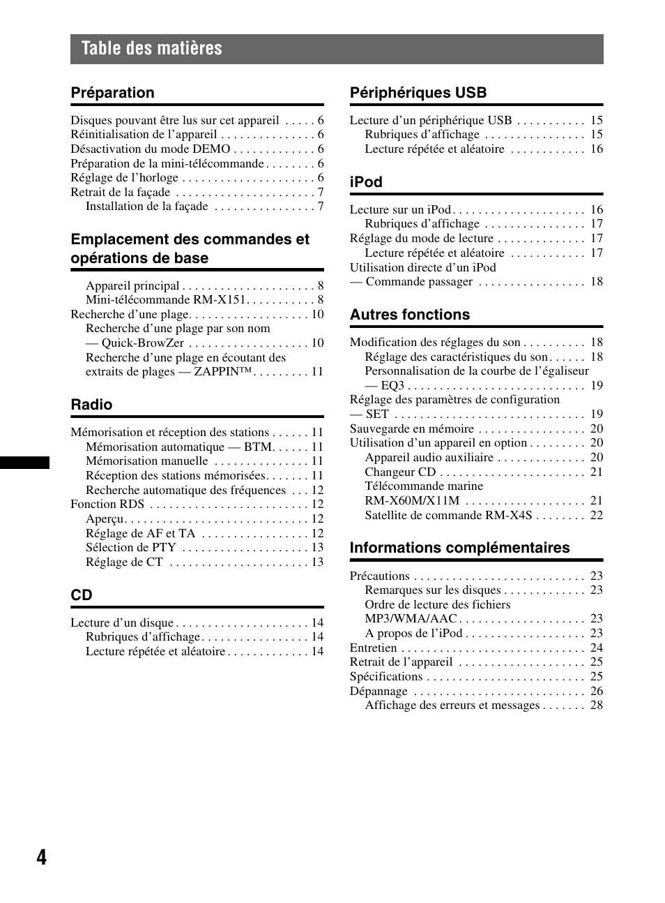 Sony CDX-MR60UI User Manual | Page 30 / 172