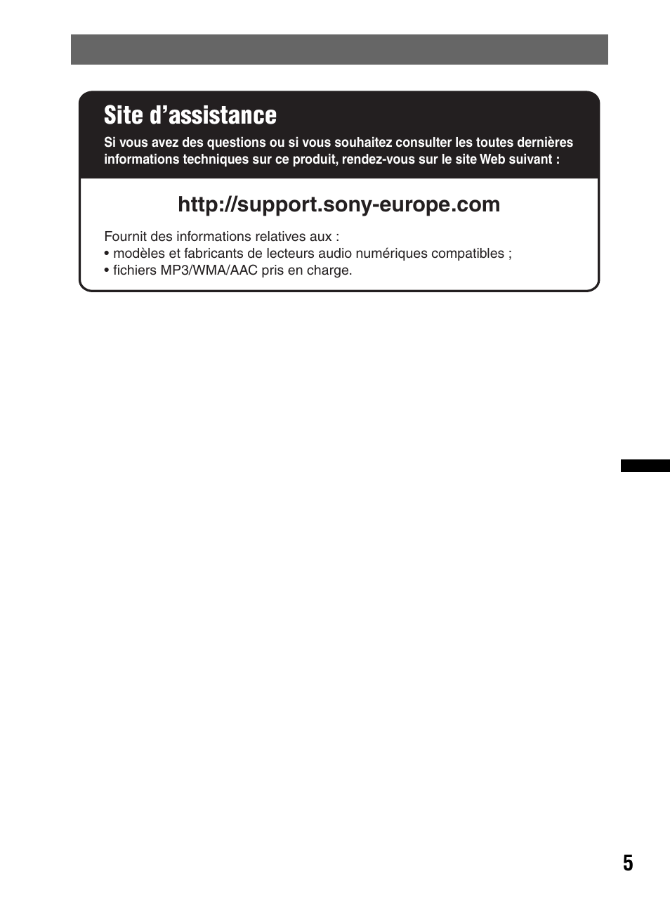 Site d’assistance | Sony CDX-MR60UI User Manual | Page 31 / 172