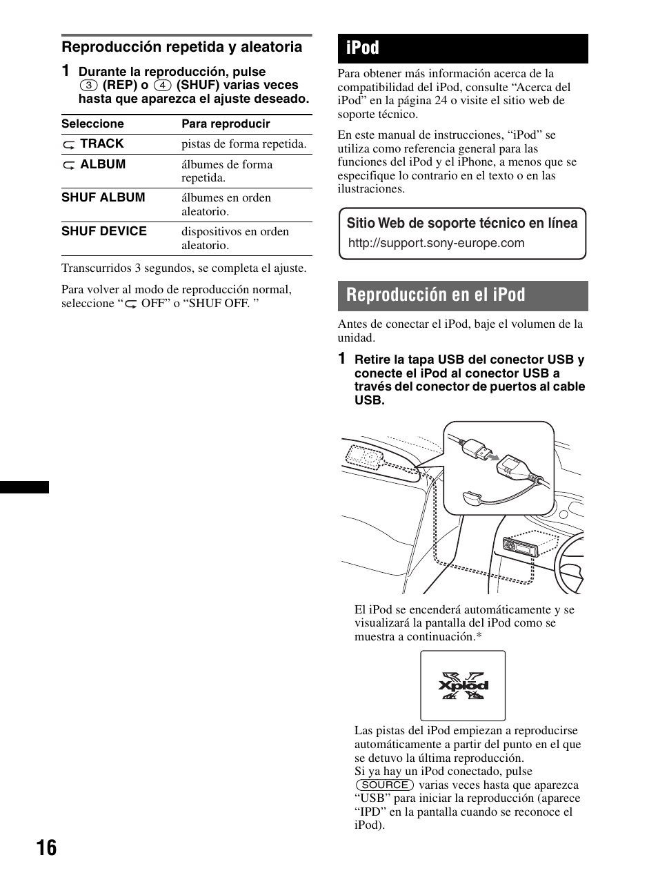 Reproducción repetida y aleatoria, Ipod, Reproducción en el ipod | Sony CDX-MR60UI User Manual | Page 70 / 172