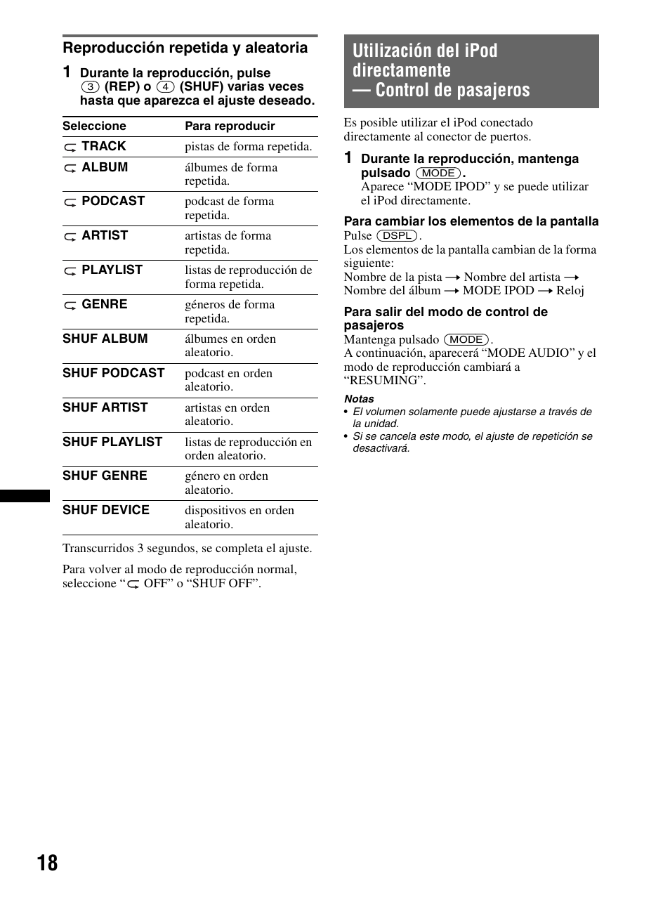 Reproducción repetida y aleatoria | Sony CDX-MR60UI User Manual | Page 72 / 172