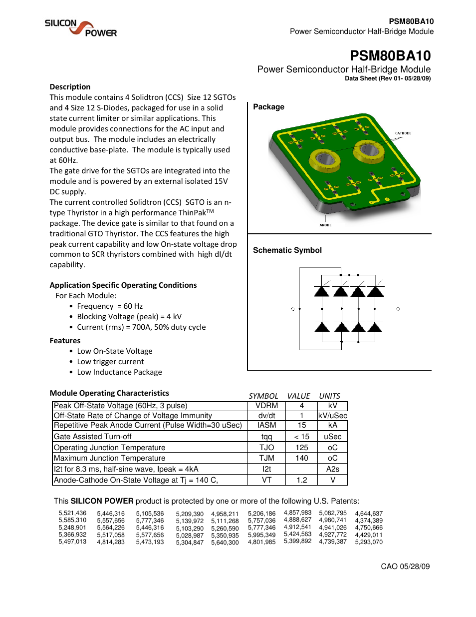 Silicon Power PSM 80 BA A10_Power Semiconductor Half-Bridge Module User Manual | 3 pages