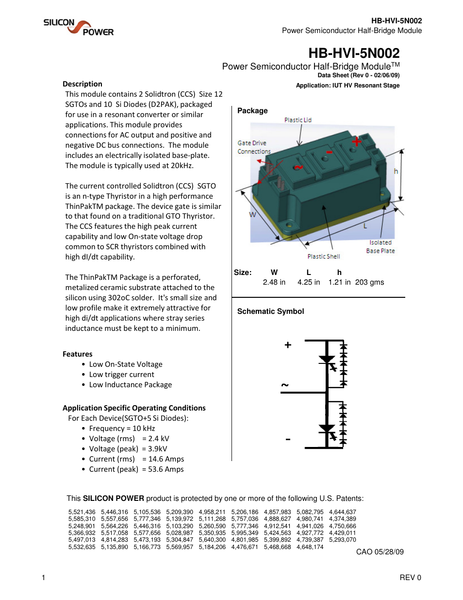 Silicon Power HB HVI 5N002_Power Semiconductor Half-Bridge Module User Manual | 4 pages