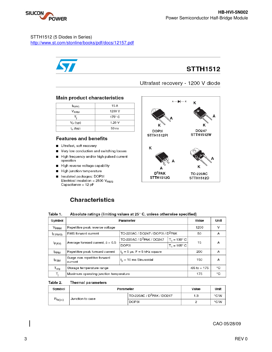 Silicon Power HB HVI 5N002_Power Semiconductor Half-Bridge Module User Manual | Page 3 / 4