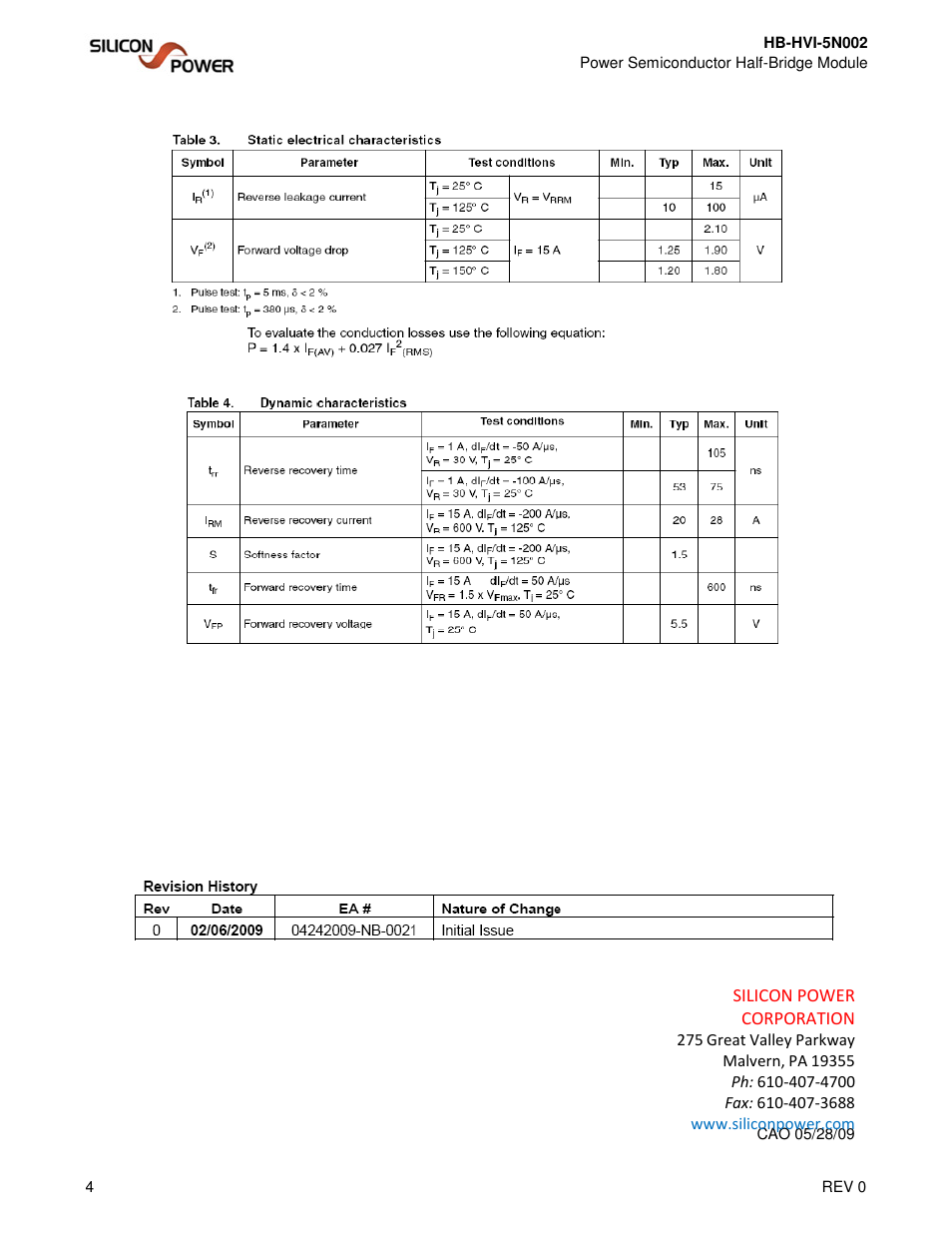 Silicon Power HB HVI 5N002_Power Semiconductor Half-Bridge Module User Manual | Page 4 / 4