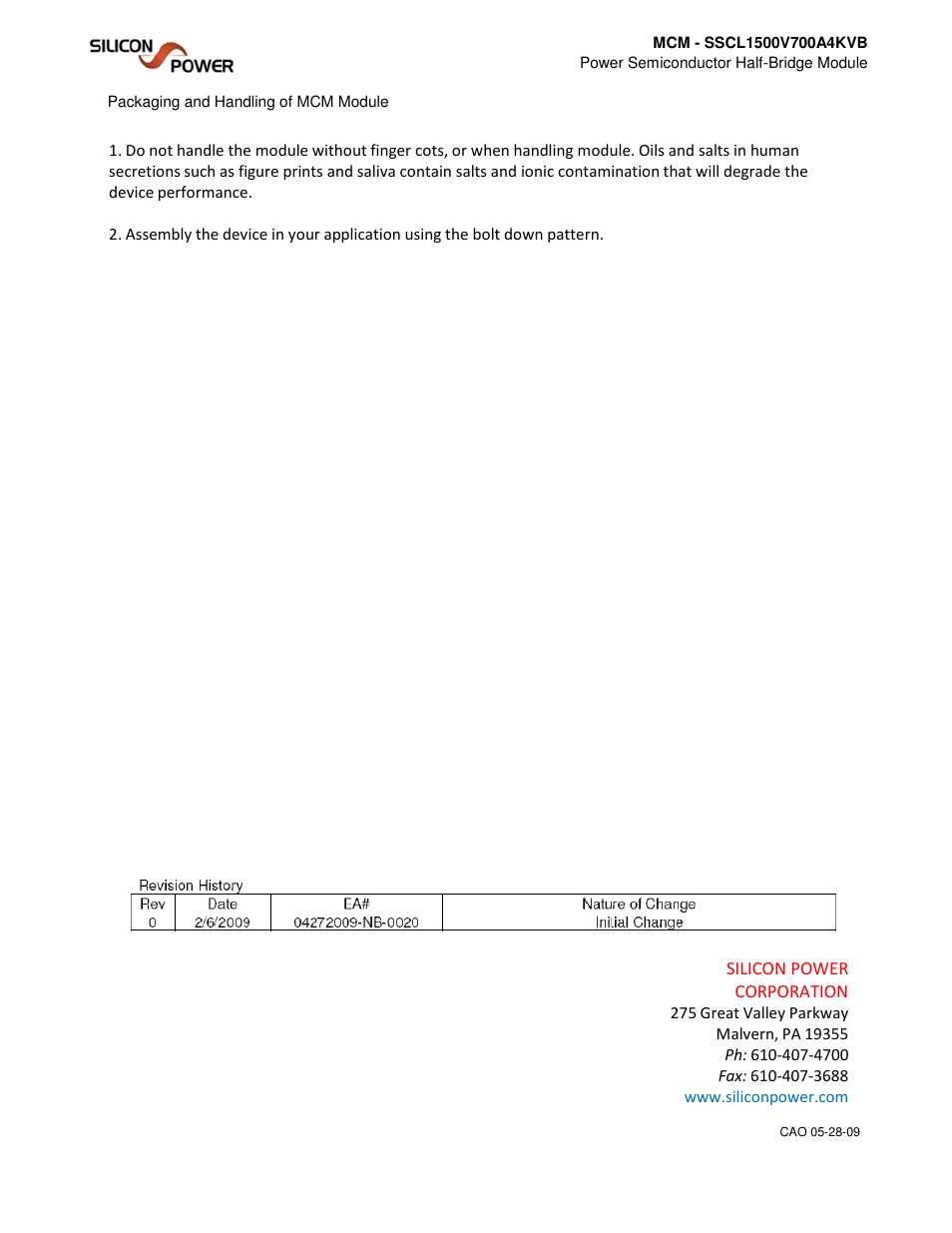 Silicon Power MCM SSCL 1500V 700A 4KVB_Power Semiconductor Half-Bridge Module User Manual | Page 5 / 5