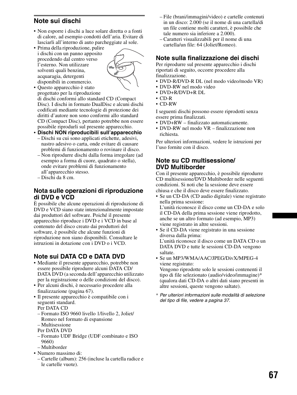 Note sui dischi | Sony XAV-70BT User Manual | Page 221 / 240