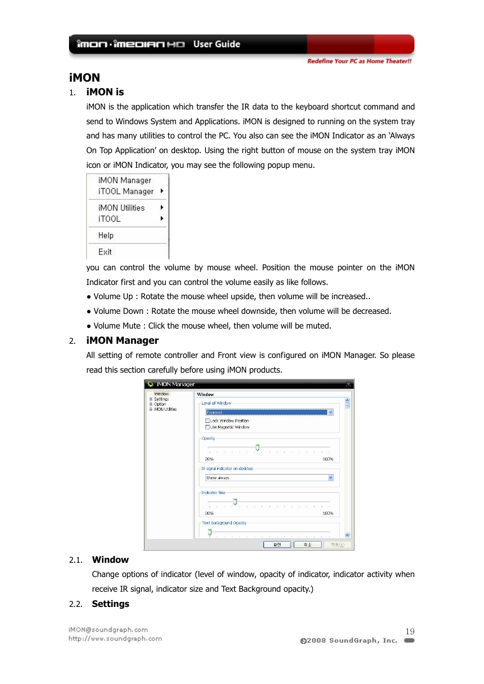 Imon | SilverStone iMON User Manual | Page 19 / 36