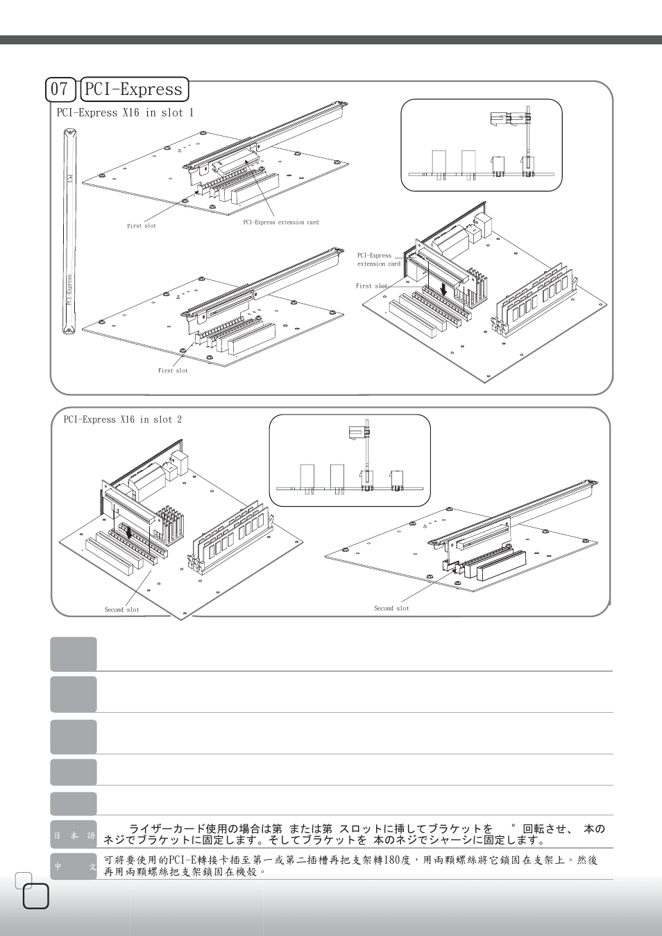 Lc19-manual-08, Pci-express, Pci-express x16 in slot 1 | SilverStone LC19 User Manual | Page 8 / 12
