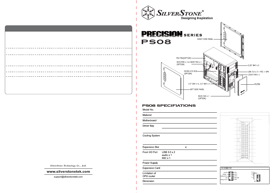 SilverStone PS08 User Manual | 2 pages
