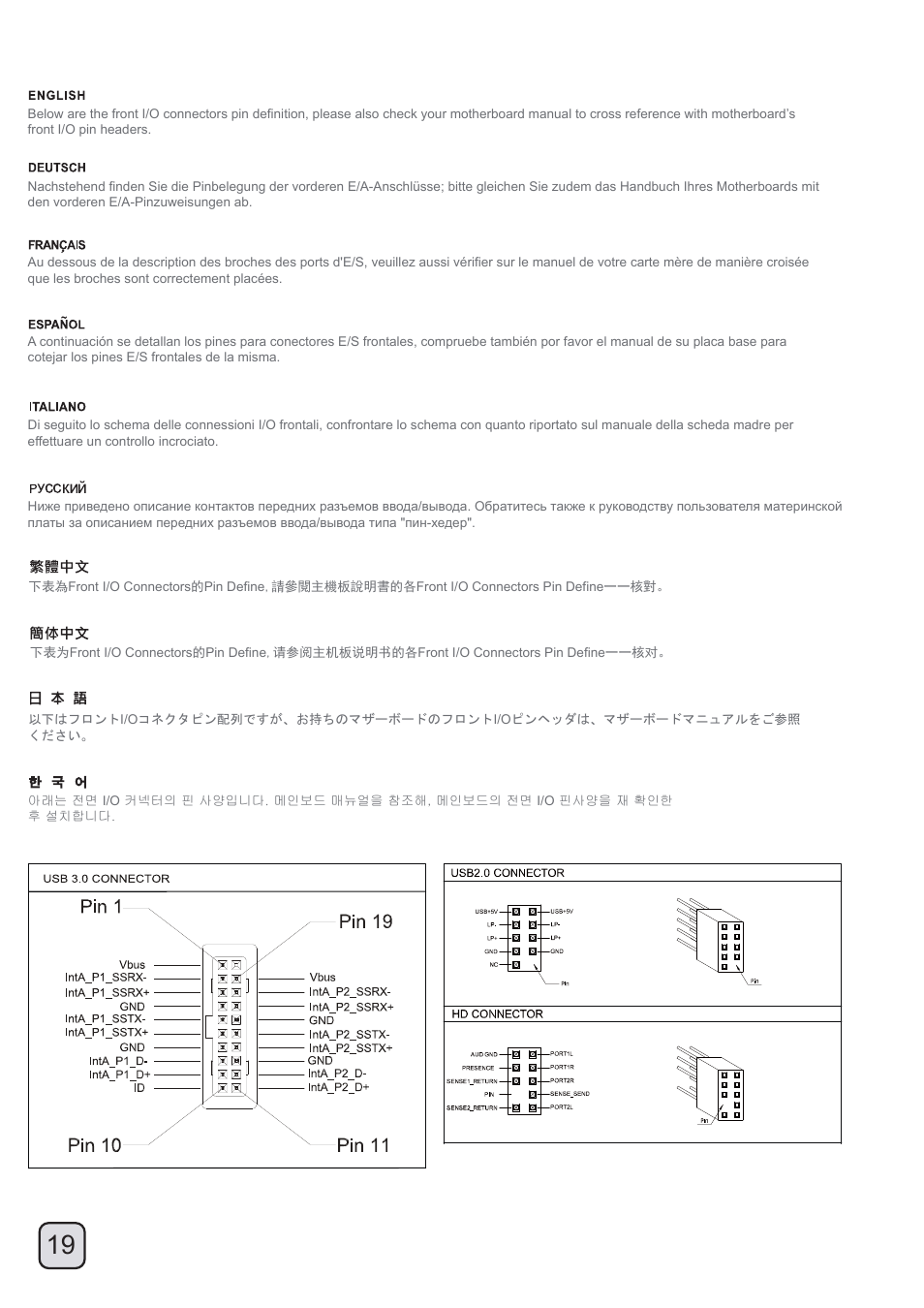 Manual_ft04(c207)-v1-p19, Front i/o connector guide | SilverStone FT04 User Manual | Page 20 / 48