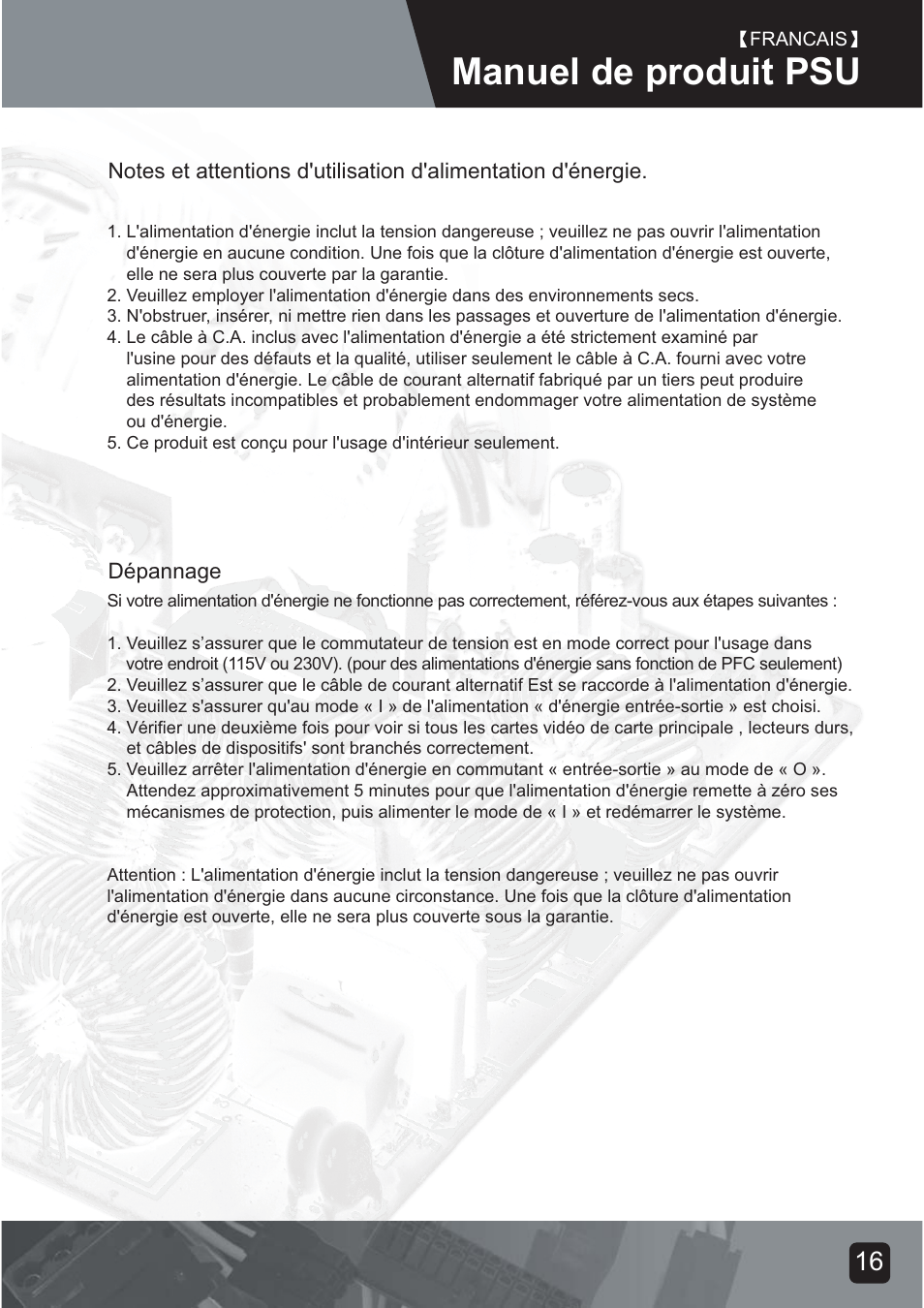 Psu-manual-18, Manuel de produit psu | SilverStone ST75F-G Evolution installation User Manual | Page 18 / 64