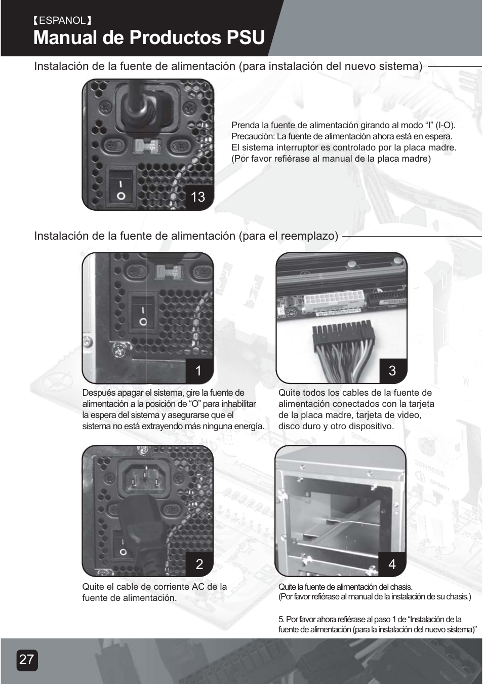 Psu-manual-29, Manual de productos psu | SilverStone ST75F-G Evolution installation User Manual | Page 29 / 64