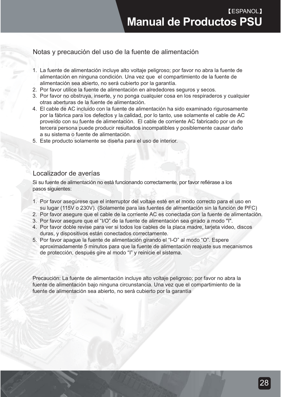 Psu-manual-30, Manual de productos psu | SilverStone ST75F-G Evolution installation User Manual | Page 30 / 64