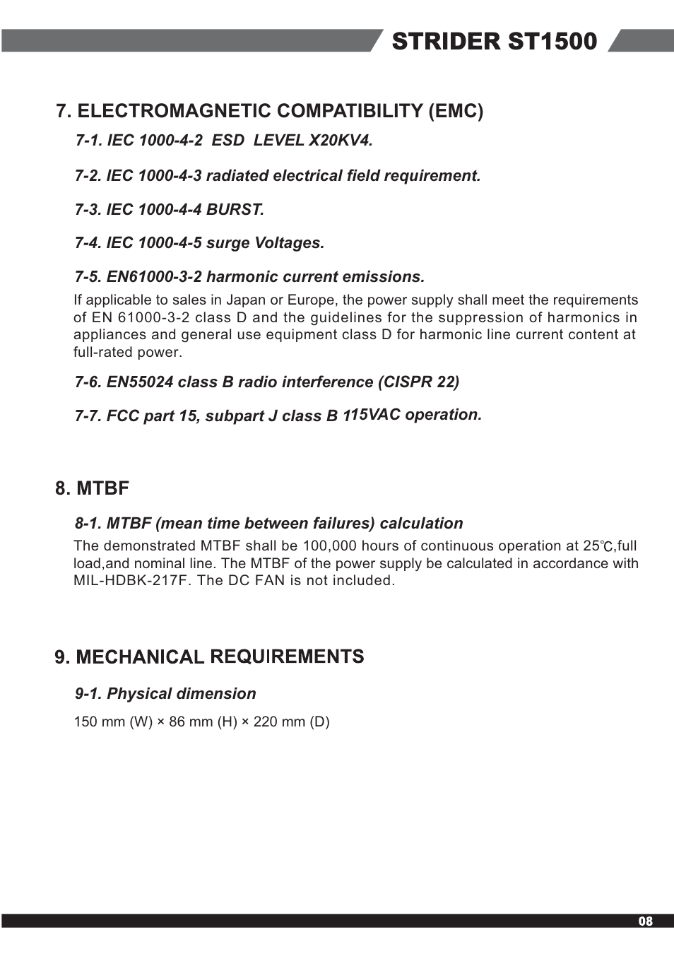 En-st1500-manual-8, Ŕŕœŋņņœġŕŕĳķıı, Mtbf | Electromagnetic compatibility (emc) | SilverStone ST1500 Manual User Manual | Page 9 / 12