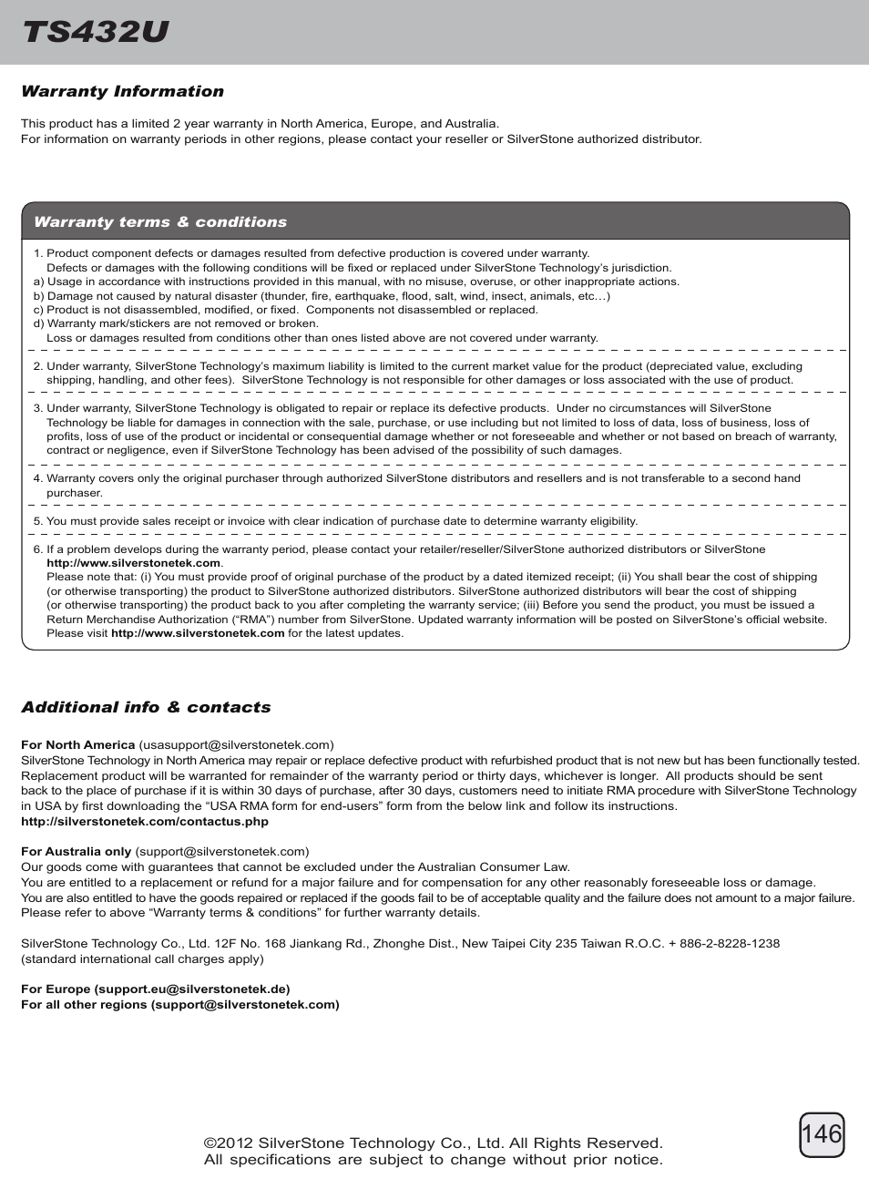 Manual-ts432u(trt-33)-p146-v1, Ts432u | SilverStone TS432U User Manual | Page 147 / 148