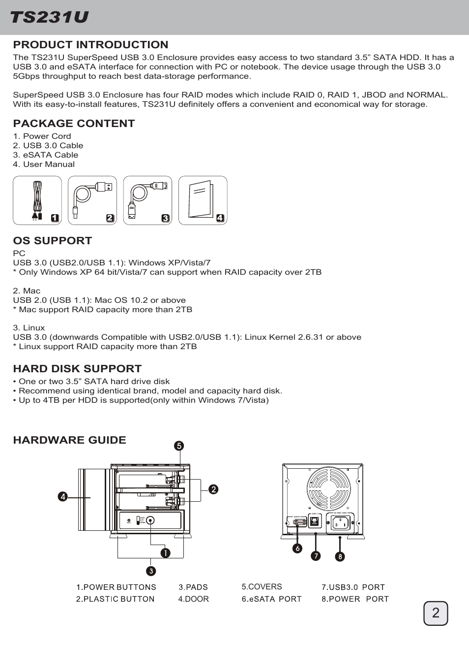 Manual-ts231u(trt-30)-p2-v2, Ts231u | SilverStone TS231U User Manual | Page 3 / 16