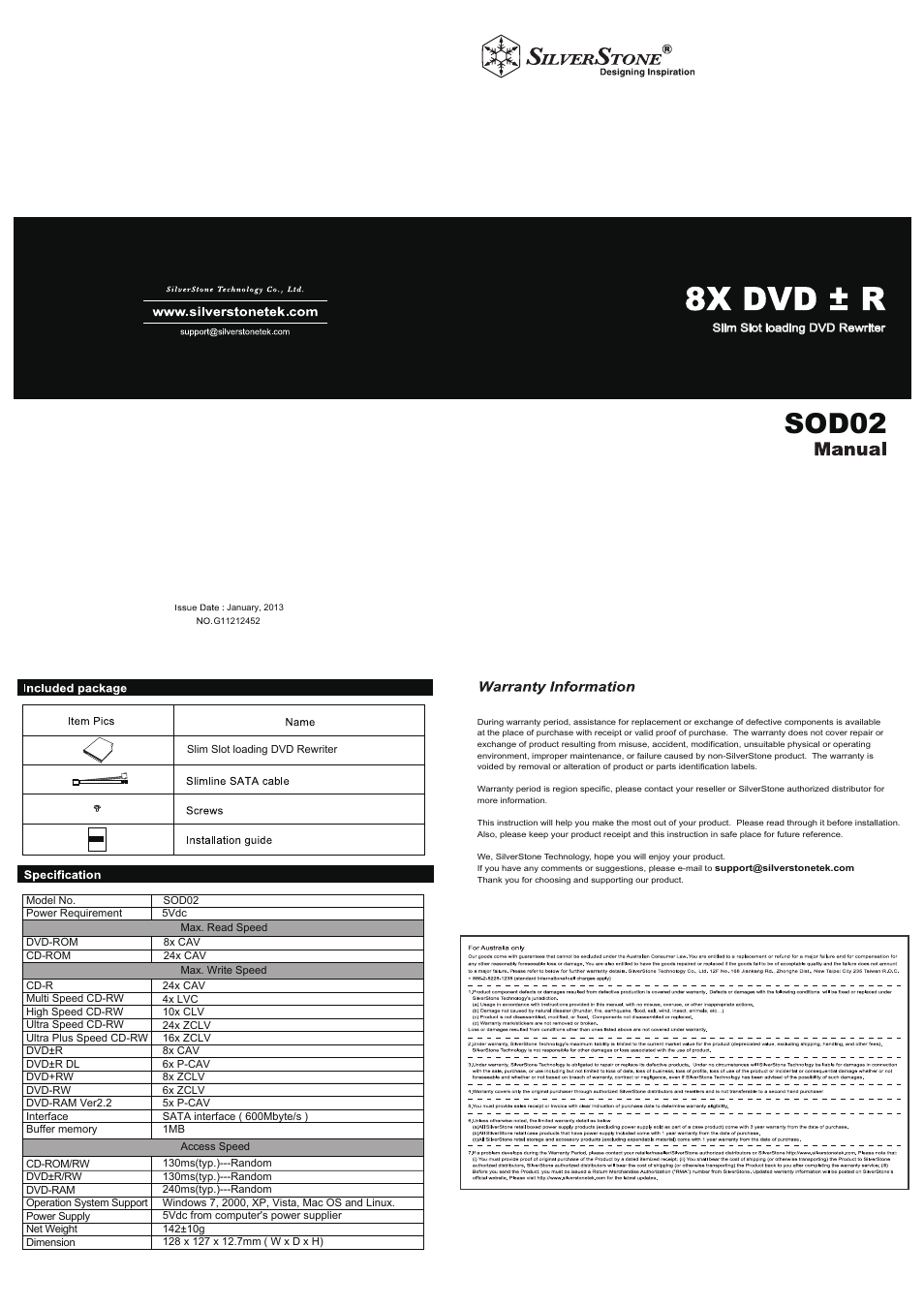 SilverStone SOD02 User Manual | 2 pages