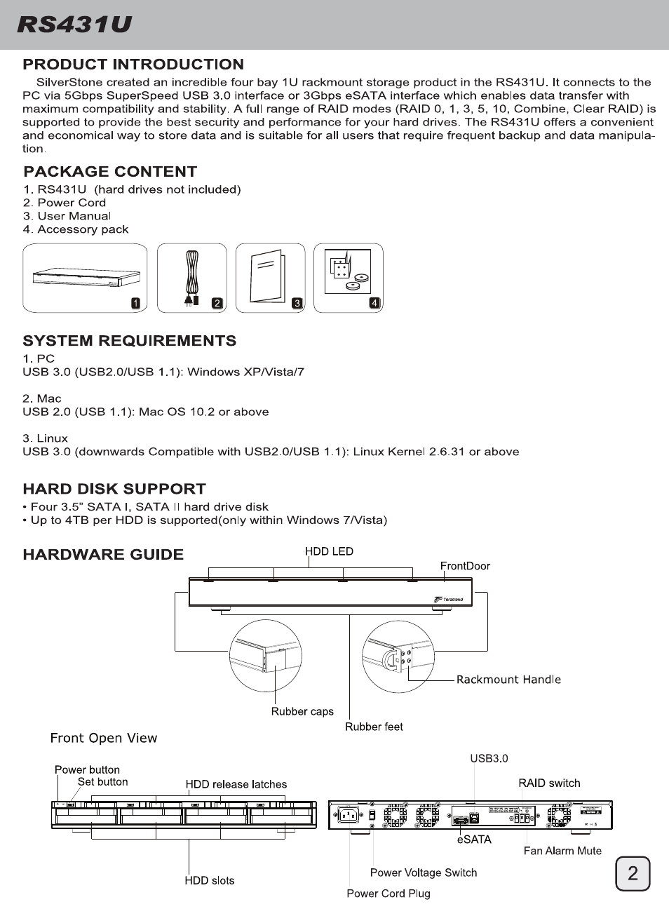 Manual-rs431u(trt-47)-p2-v1 | SilverStone RS431U User Manual | Page 3 / 20