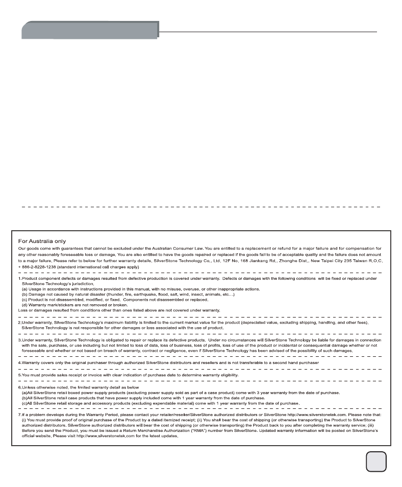 Ap182(a130)-manual-p10, Warranty information | SilverStone AP182 User Manual | Page 11 / 11
