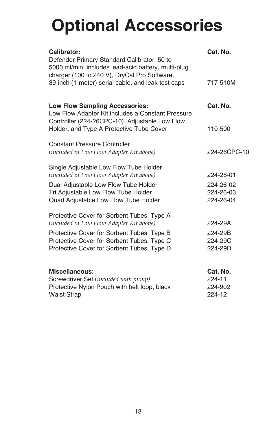 Optional accessories | SKC 110-100 AirLite User Manual | Page 15 / 16