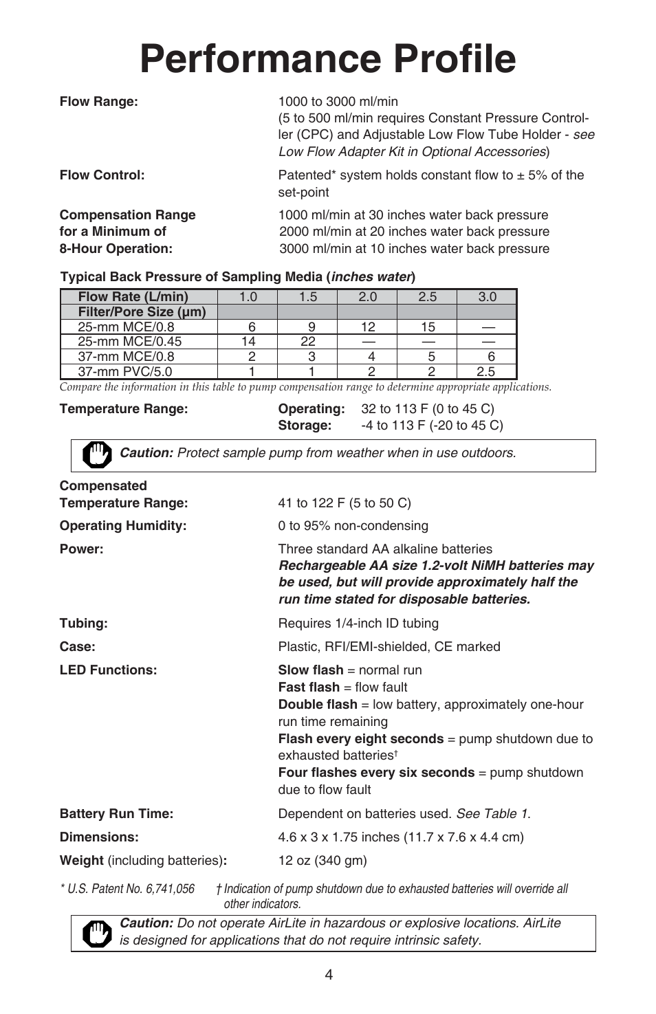 Performance profi le | SKC 110-100 AirLite User Manual | Page 6 / 16