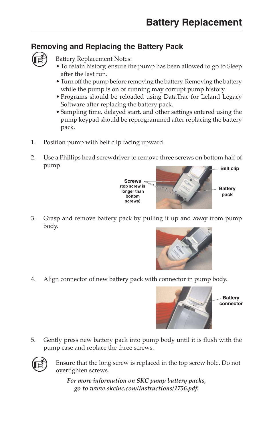 Battery replacement, Removing and replacing the battery pack | SKC 100-3000 Leland Legacy User Manual | Page 22 / 25