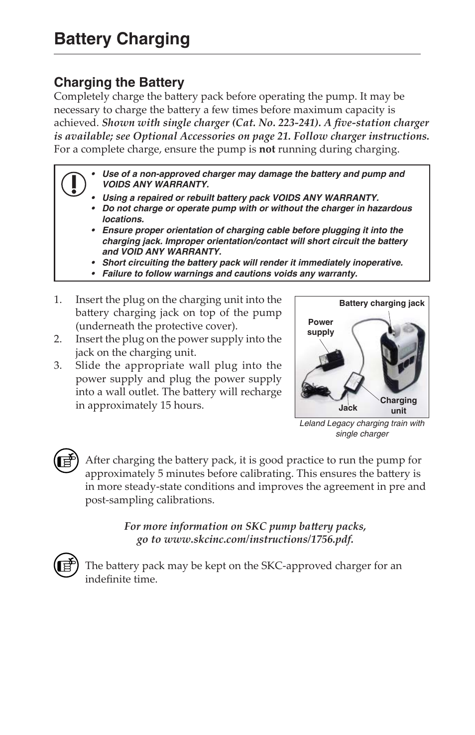 Battery charging, Charging the battery | SKC 100-3000 Leland Legacy User Manual | Page 7 / 25