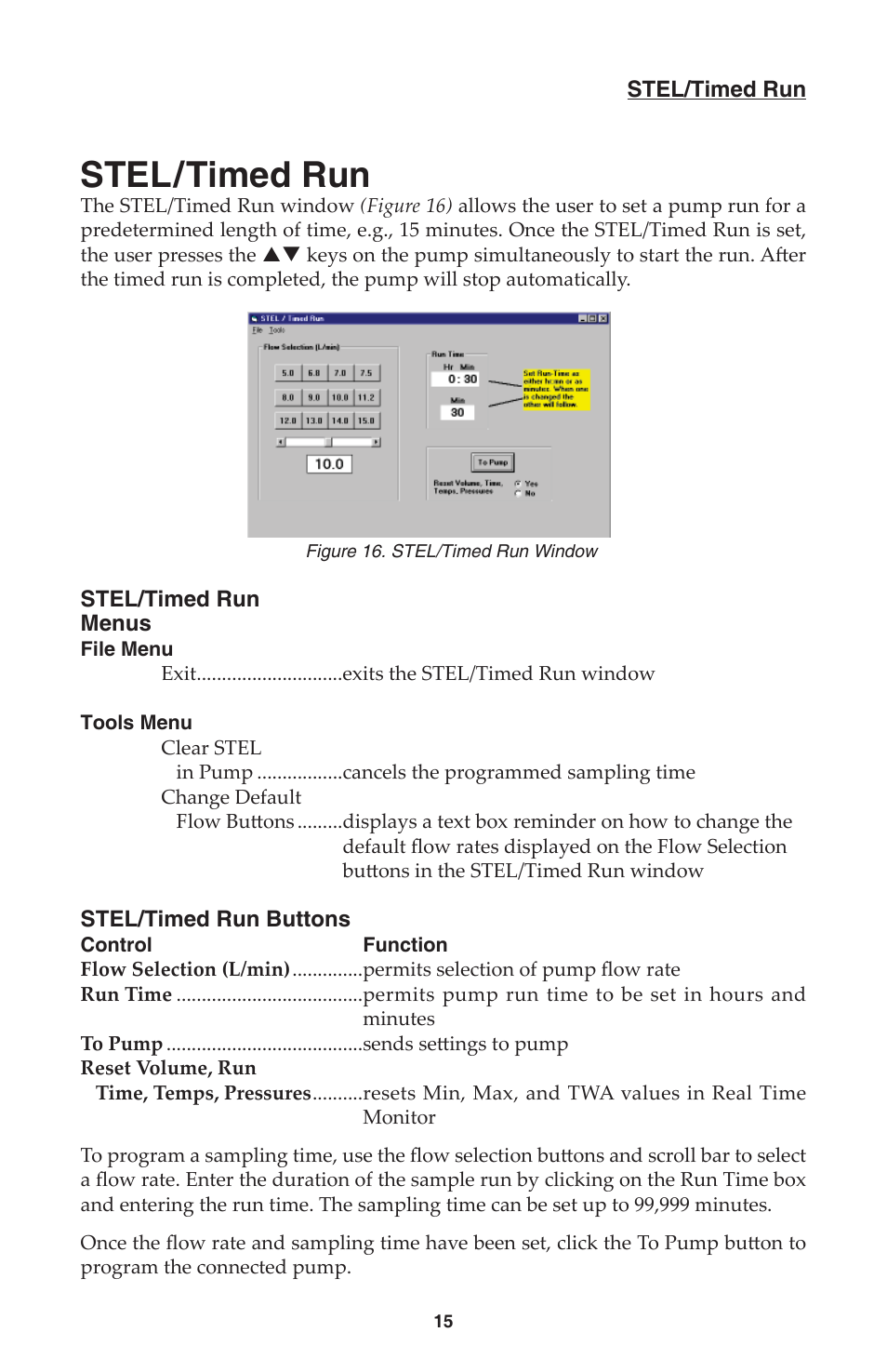 Stel/timed run | SKC DataTrac for the Leland Legacy User Manual | Page 18 / 44