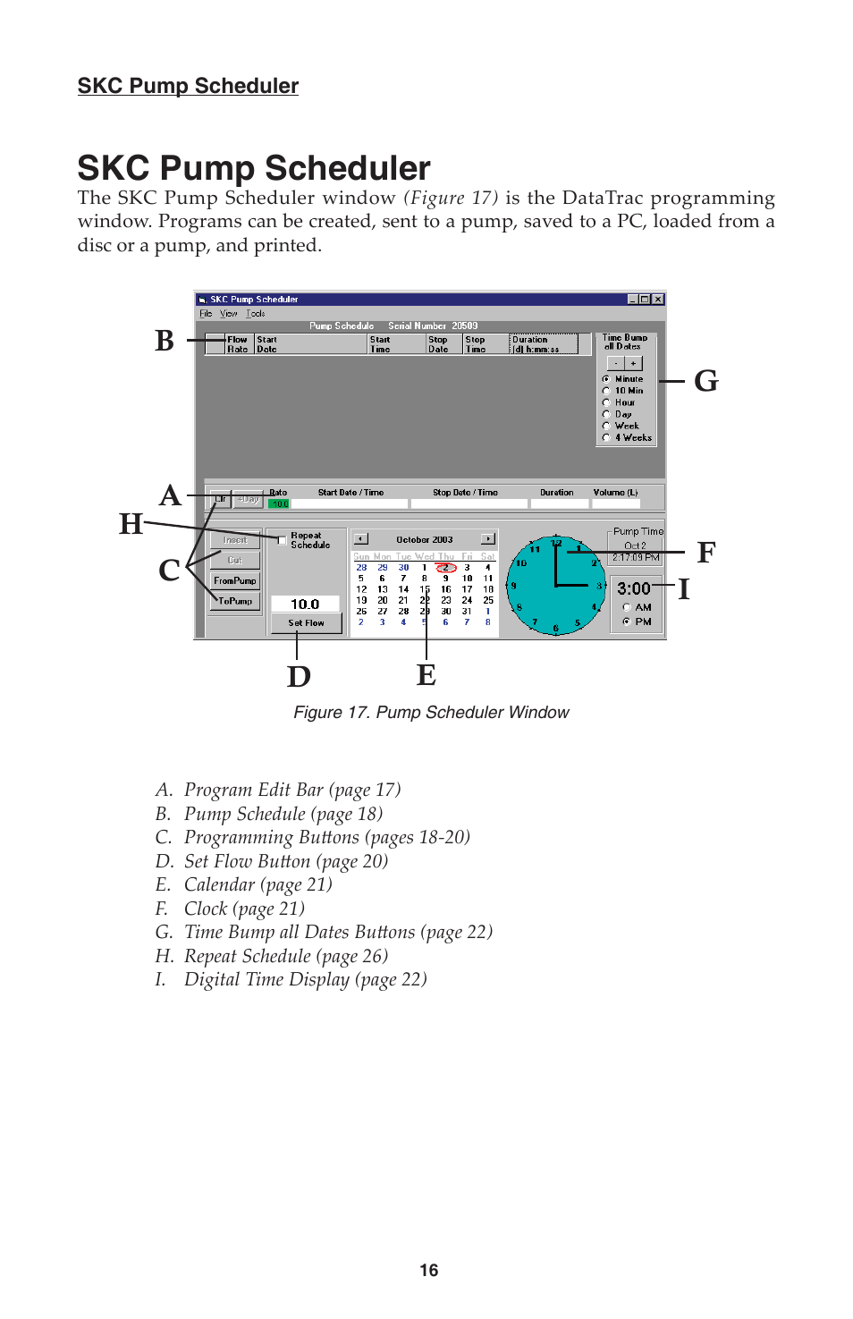Skc pump scheduler, Dh i | SKC DataTrac for the Leland Legacy User Manual | Page 19 / 44