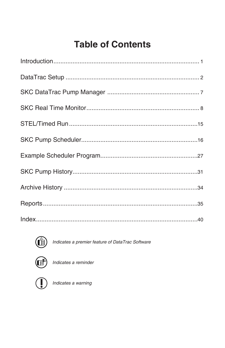 SKC DataTrac for the Leland Legacy User Manual | Page 2 / 44