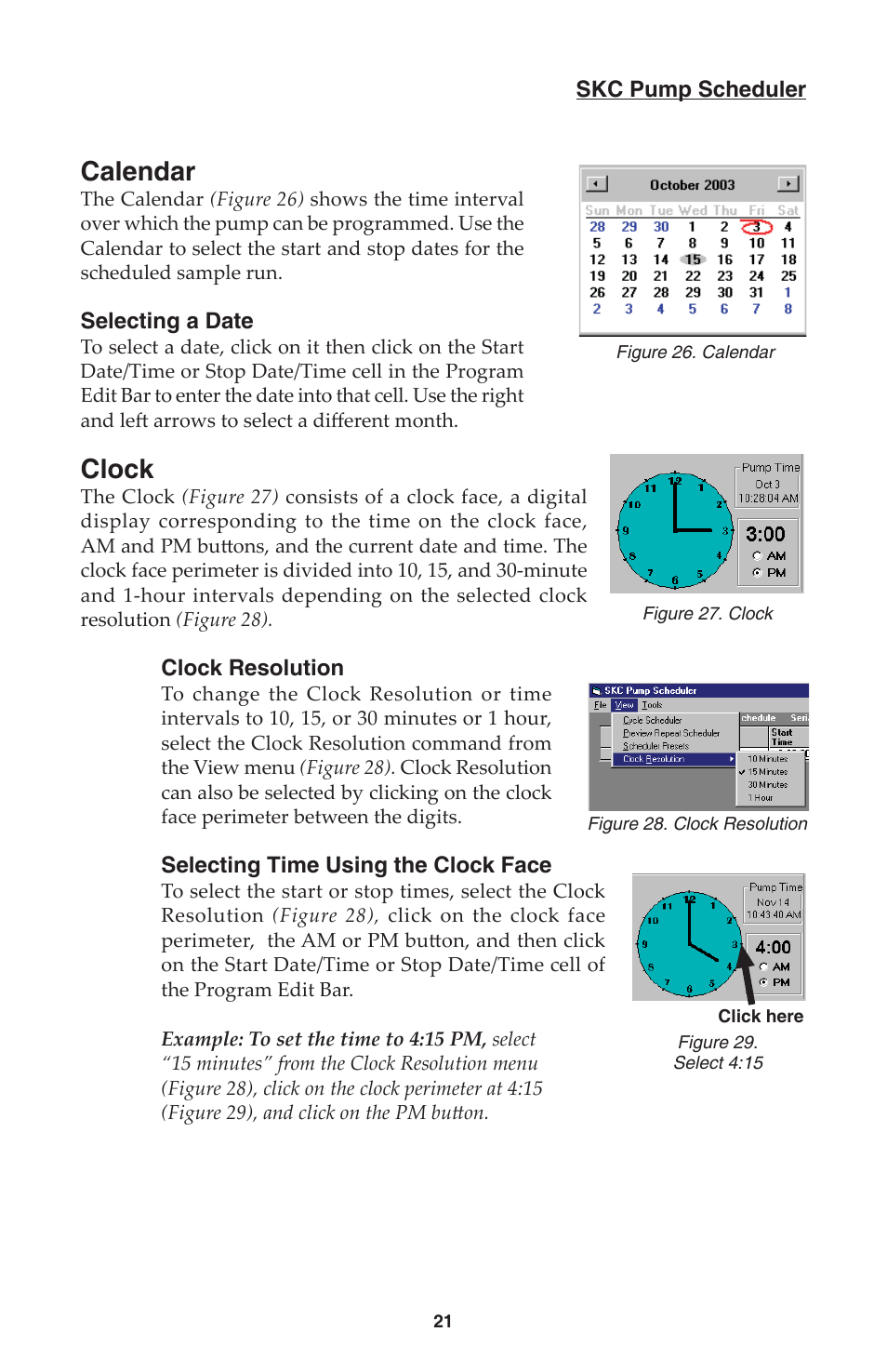 Calendar, Clock | SKC DataTrac for the Leland Legacy User Manual | Page 24 / 44