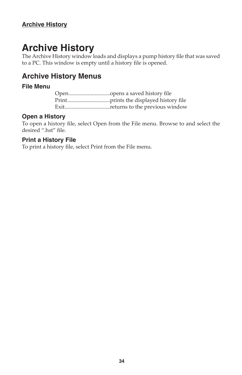 Archive history, Archive history menus | SKC DataTrac for the Leland Legacy User Manual | Page 37 / 44
