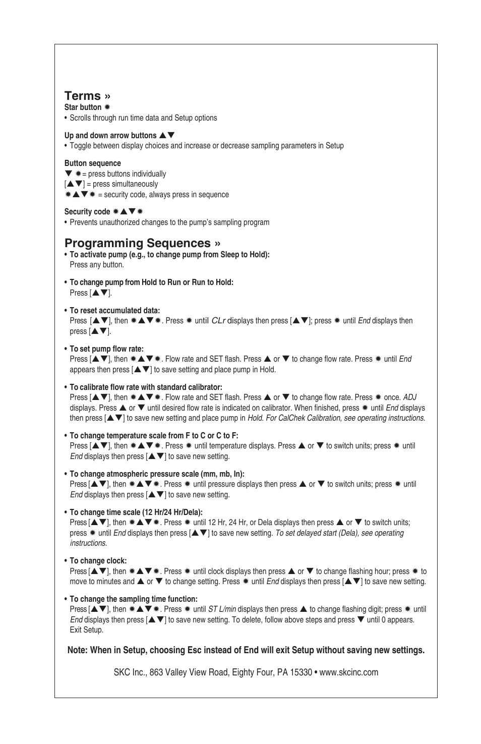 Leland legacy quick guide, Terms, Programming sequences | SKC DCS (Deployable Cartridge Sampler) System User Manual | Page 12 / 18