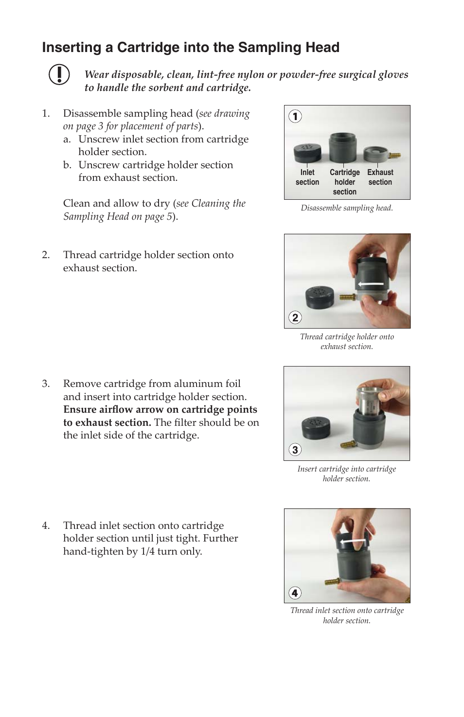 Inserting a cartridge into the sampling head | SKC DCS (Deployable Cartridge Sampler) System User Manual | Page 9 / 18